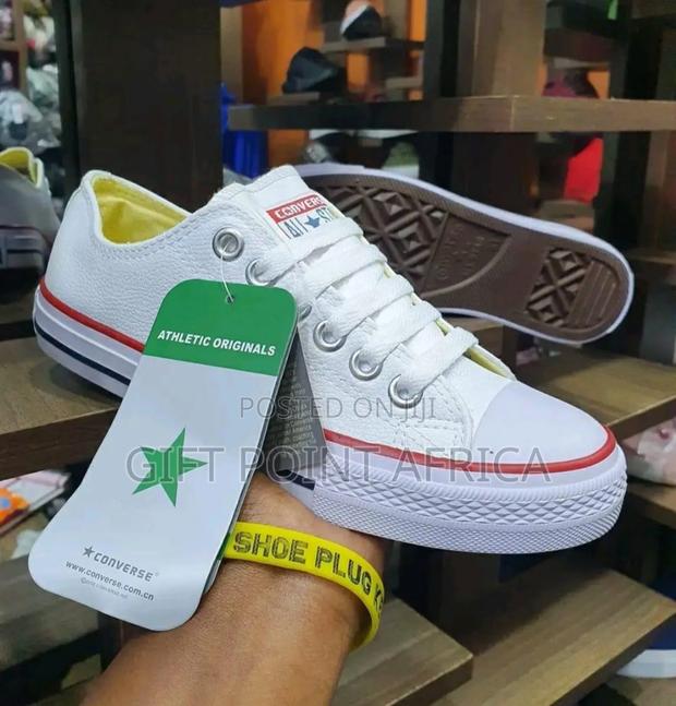 White Soft Leather Converse Rubbers - main view