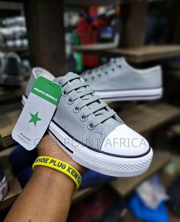 Grey Unisex Soft Leather Converse Rubbers - main view