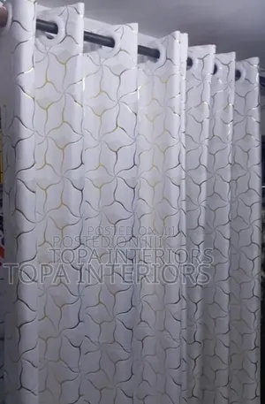White And Gold Quality Velvet Window Curtains With Rings