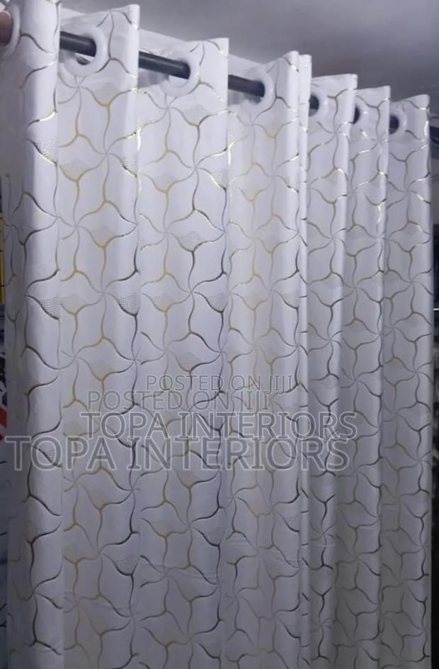 White And Gold Quality Velvet Window Curtains With Rings