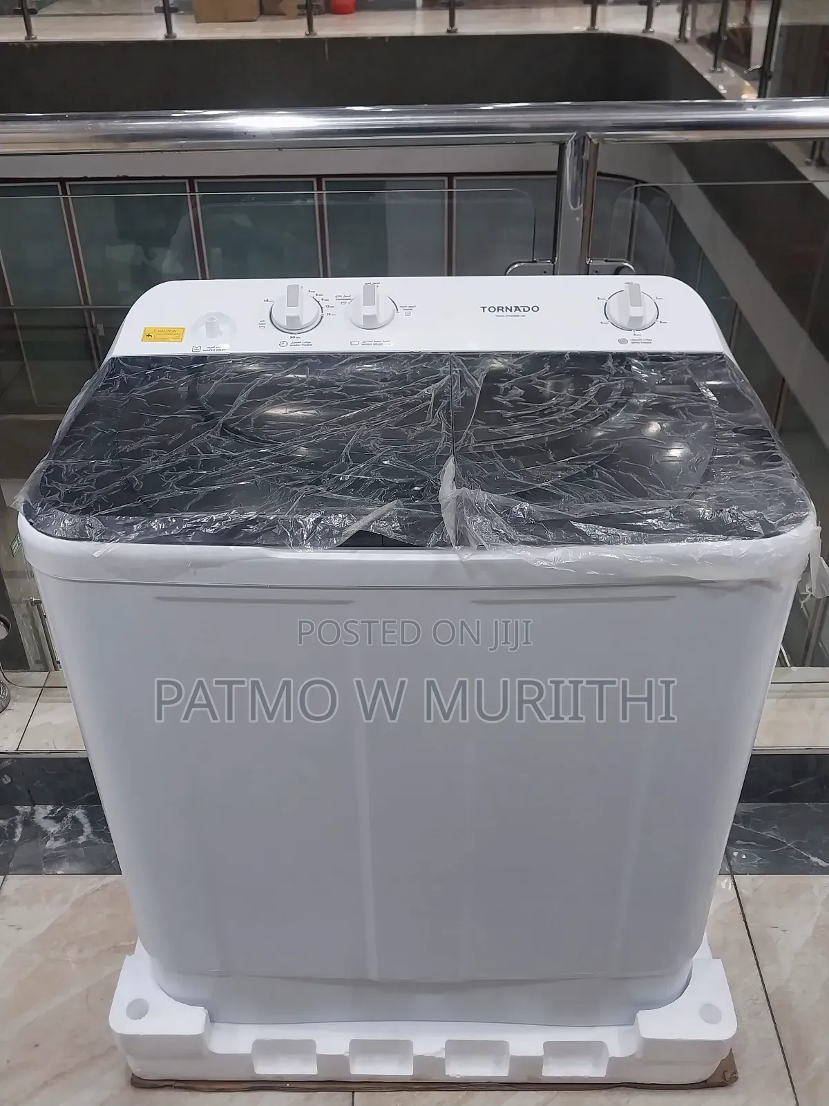 Tornado Washing Machine 10kg Wash and Spin White and Black