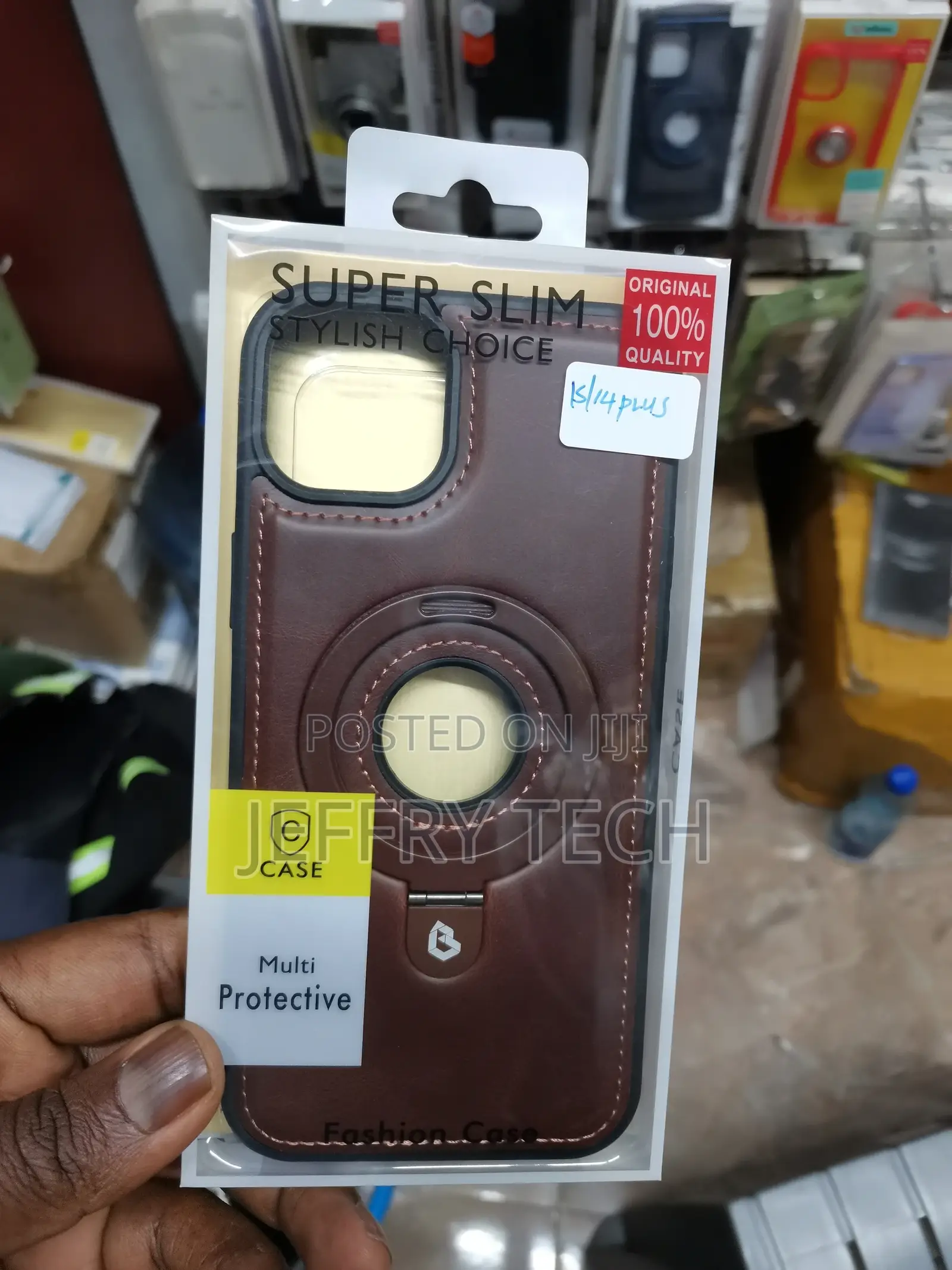 Magnetic for iPhone 15 or 14 Plus Standing Magsafe Brown