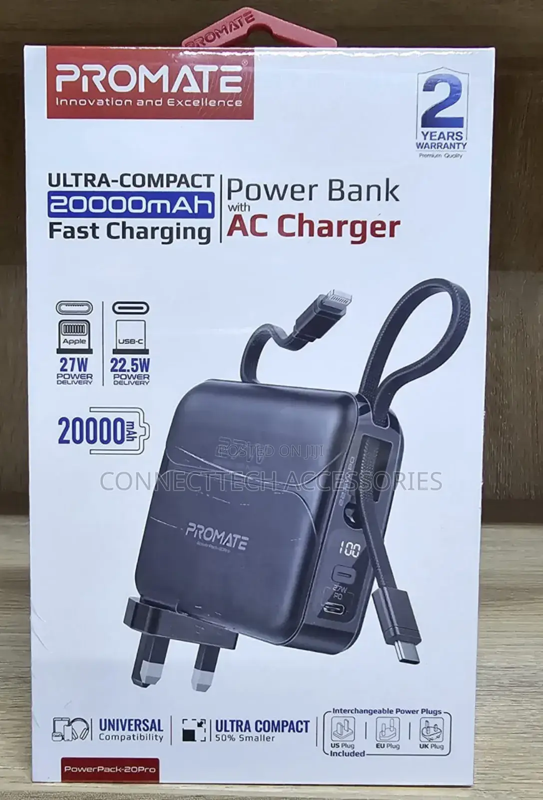 Ultra Compact Fast Charging Power Bank With AC Charger