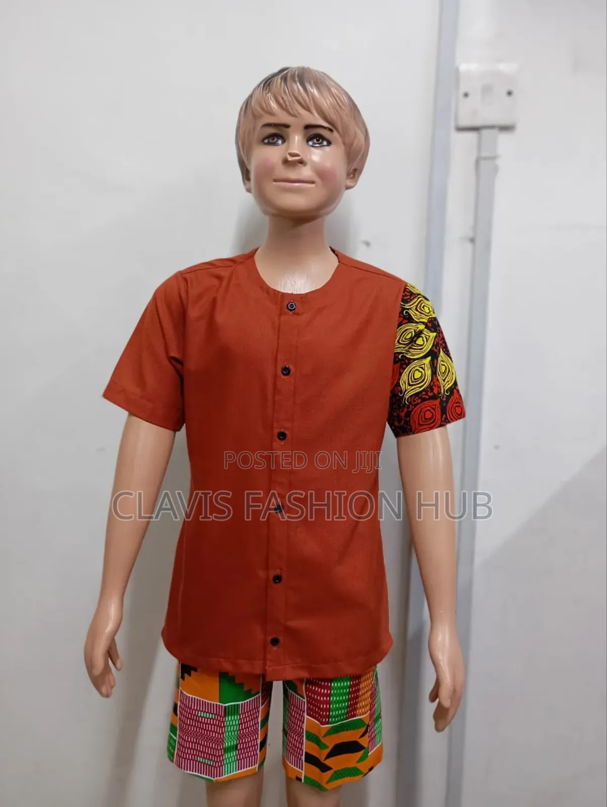 Kikuyu Brown African Shirts for Boys