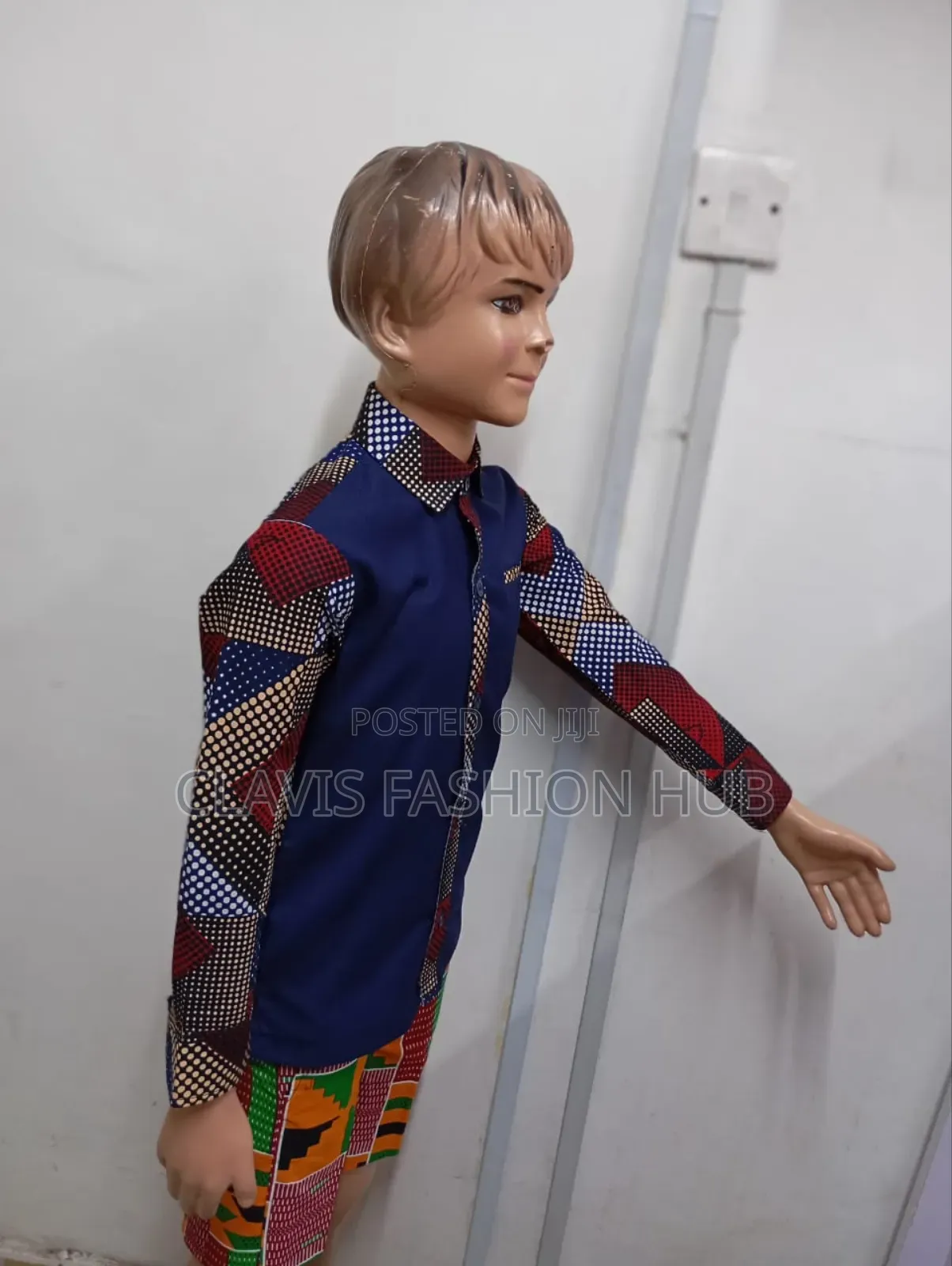 Blue Kitenge African Shirt for Boys