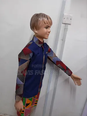 Blue Kitenge African Shirt for Boys