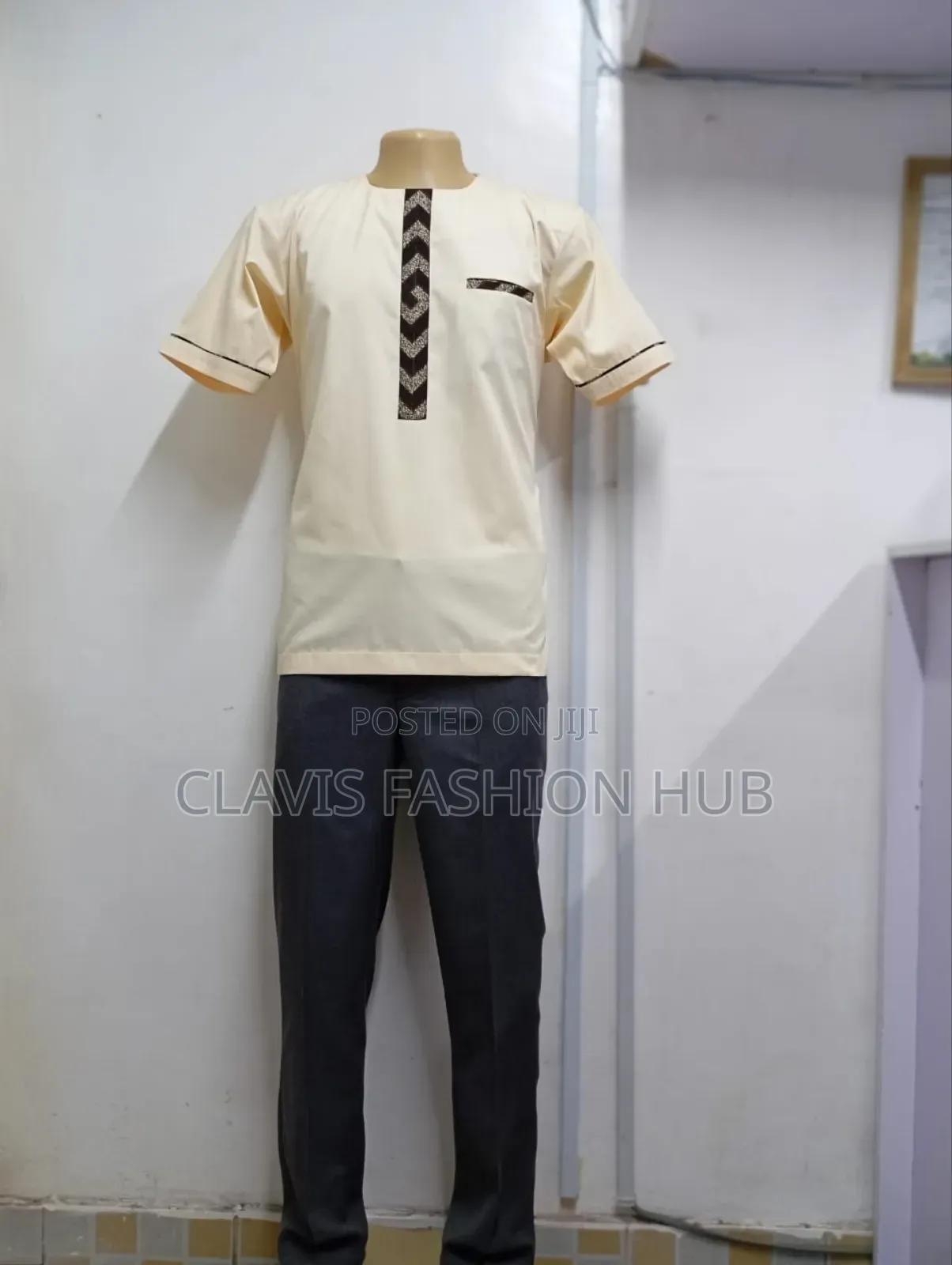 Cream White African Shirts for Men