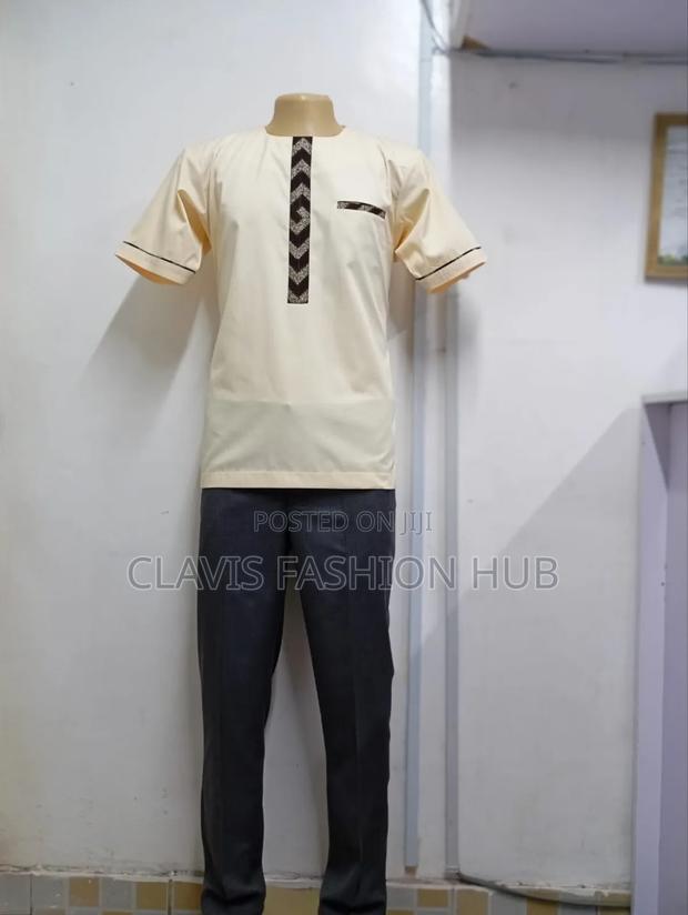 Cream White African Shirts for Men - thumbnail 2