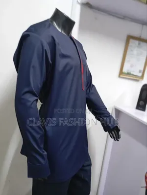 Navy Blue and Red African Men Shirts