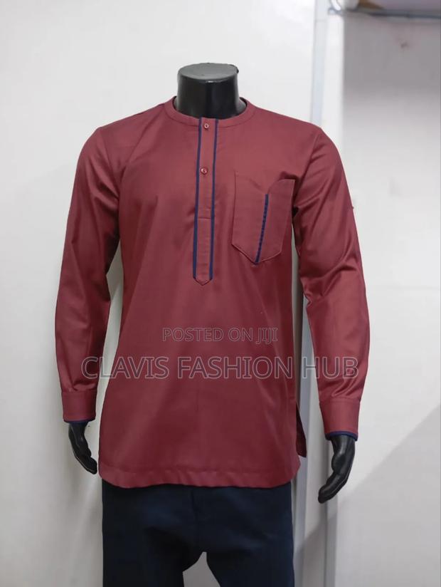 African Shirts for Men Maroon and Blue Details