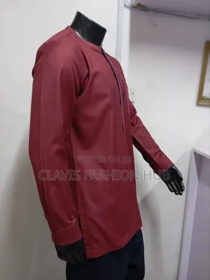 African Shirts for Men Maroon and Blue Details