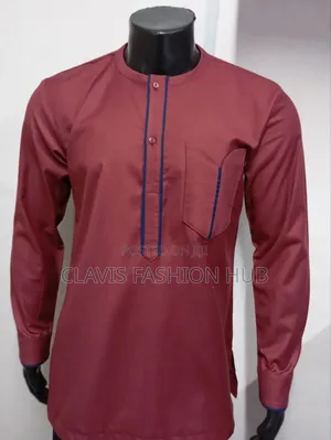 African Shirts for Men Maroon and Blue Details