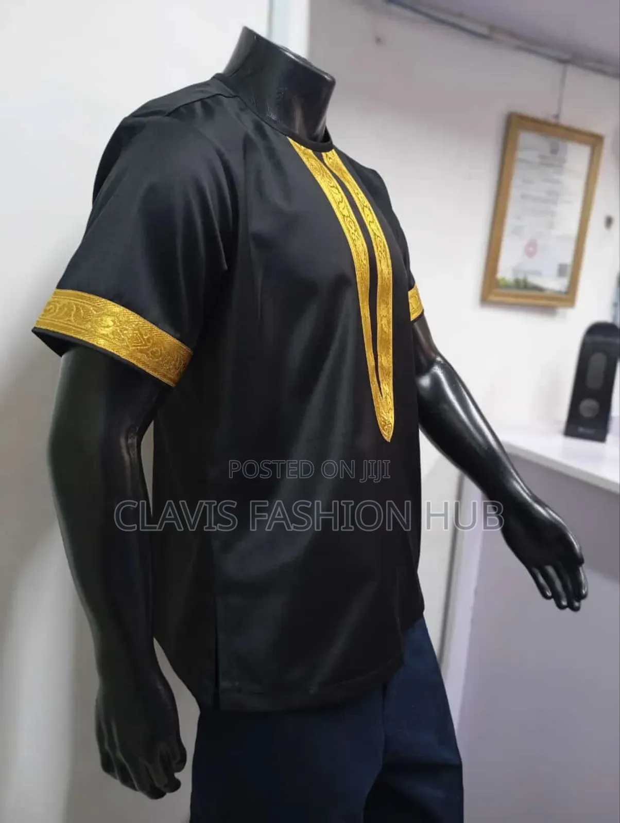Black And Gold African Shirt For Men