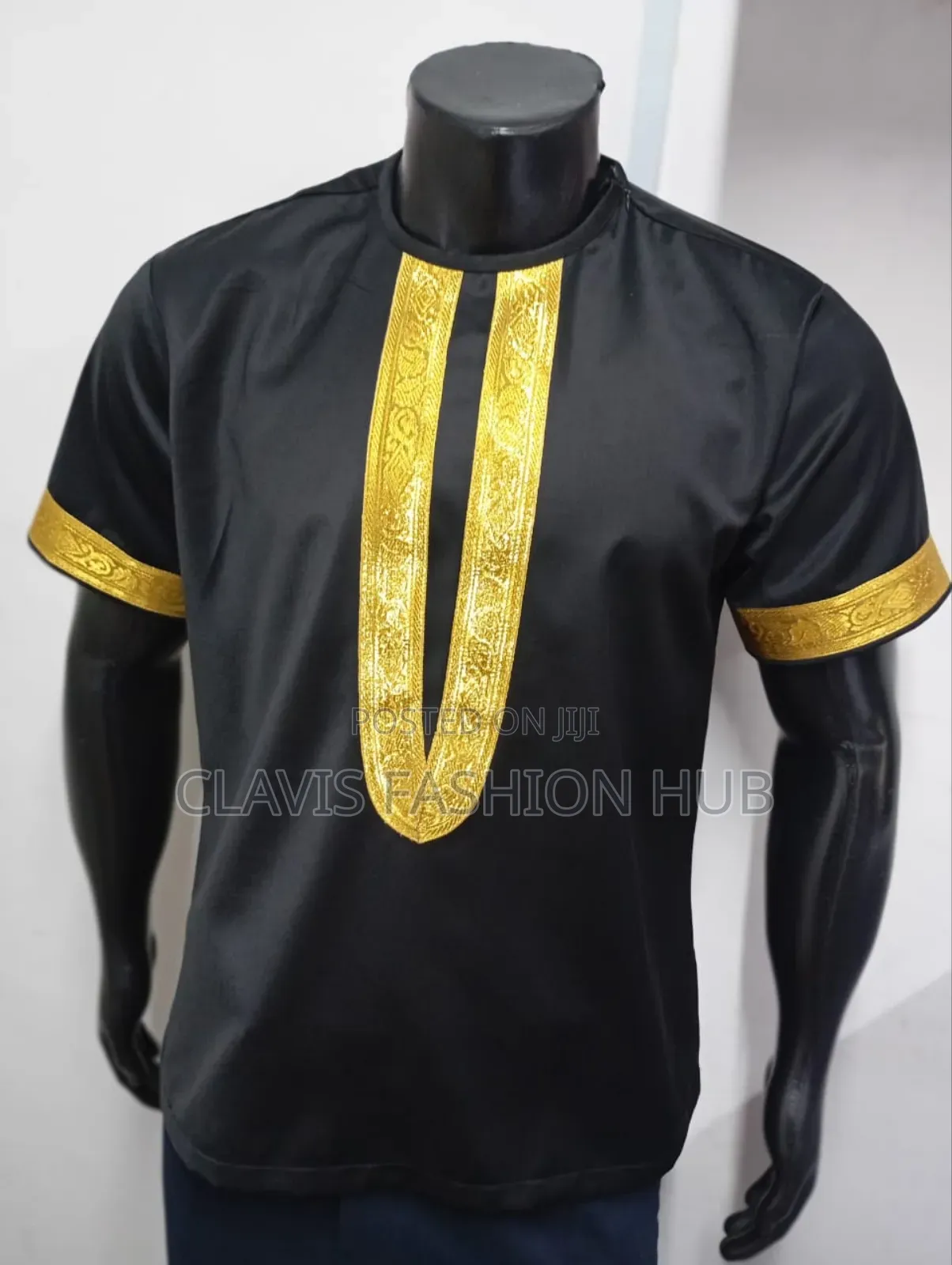 Black And Gold African Shirt For Men