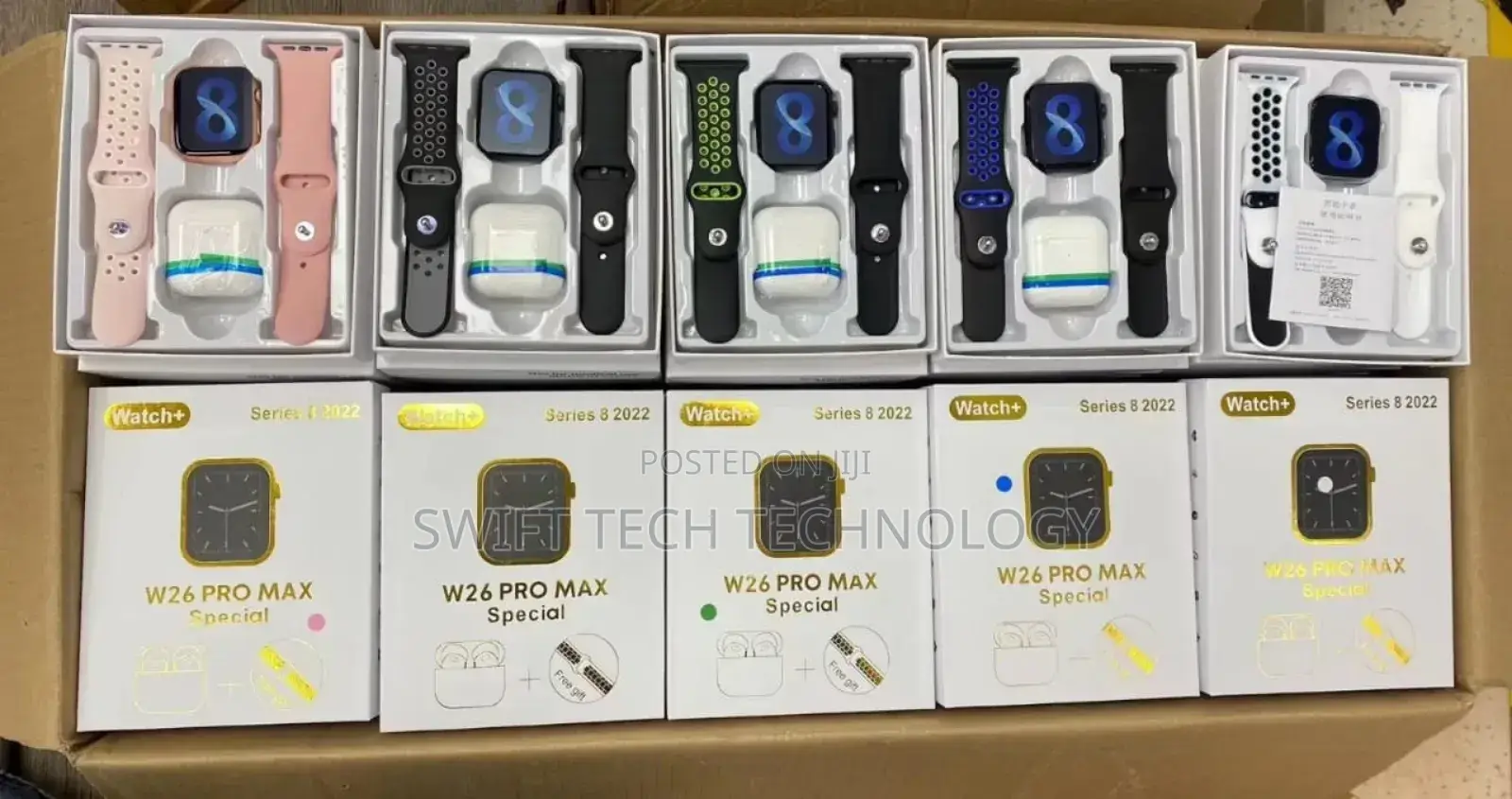 Smart Watch With 2 Strap N Ear Pods