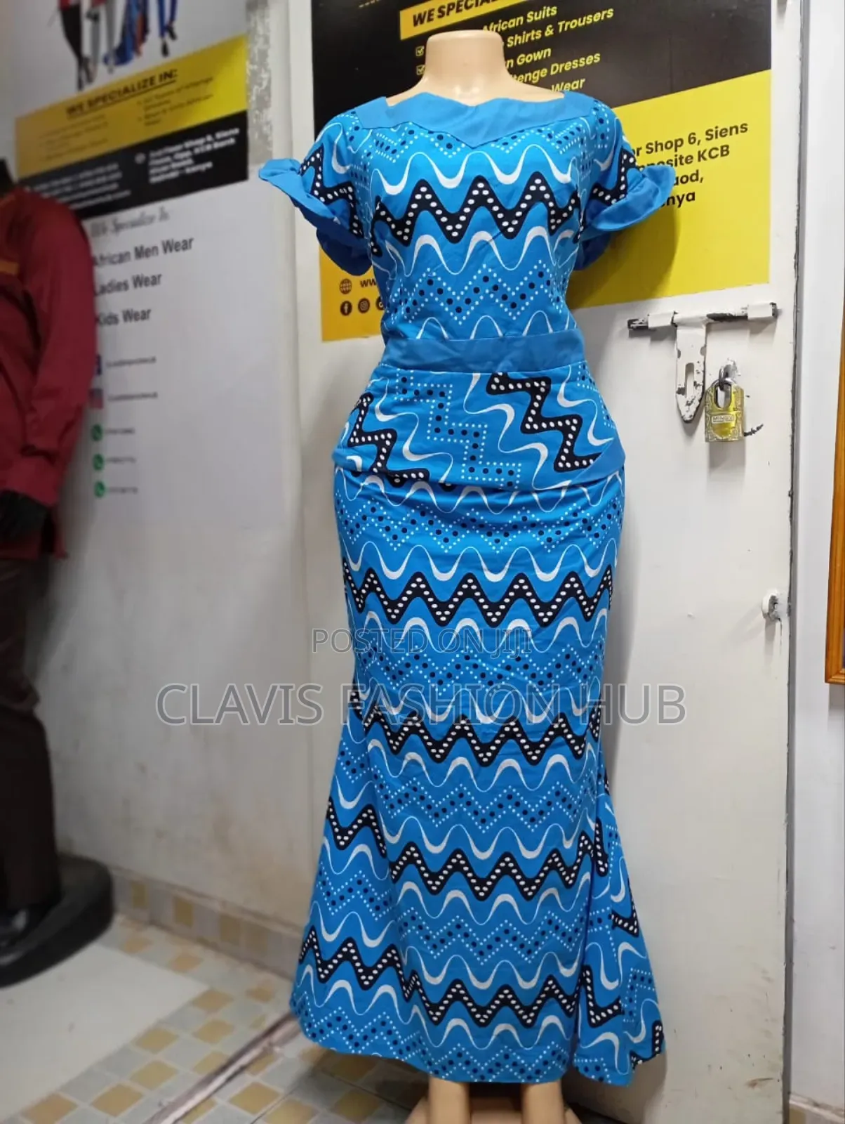 Blue Kitenge Dress for Ladies 2XL (16/18)