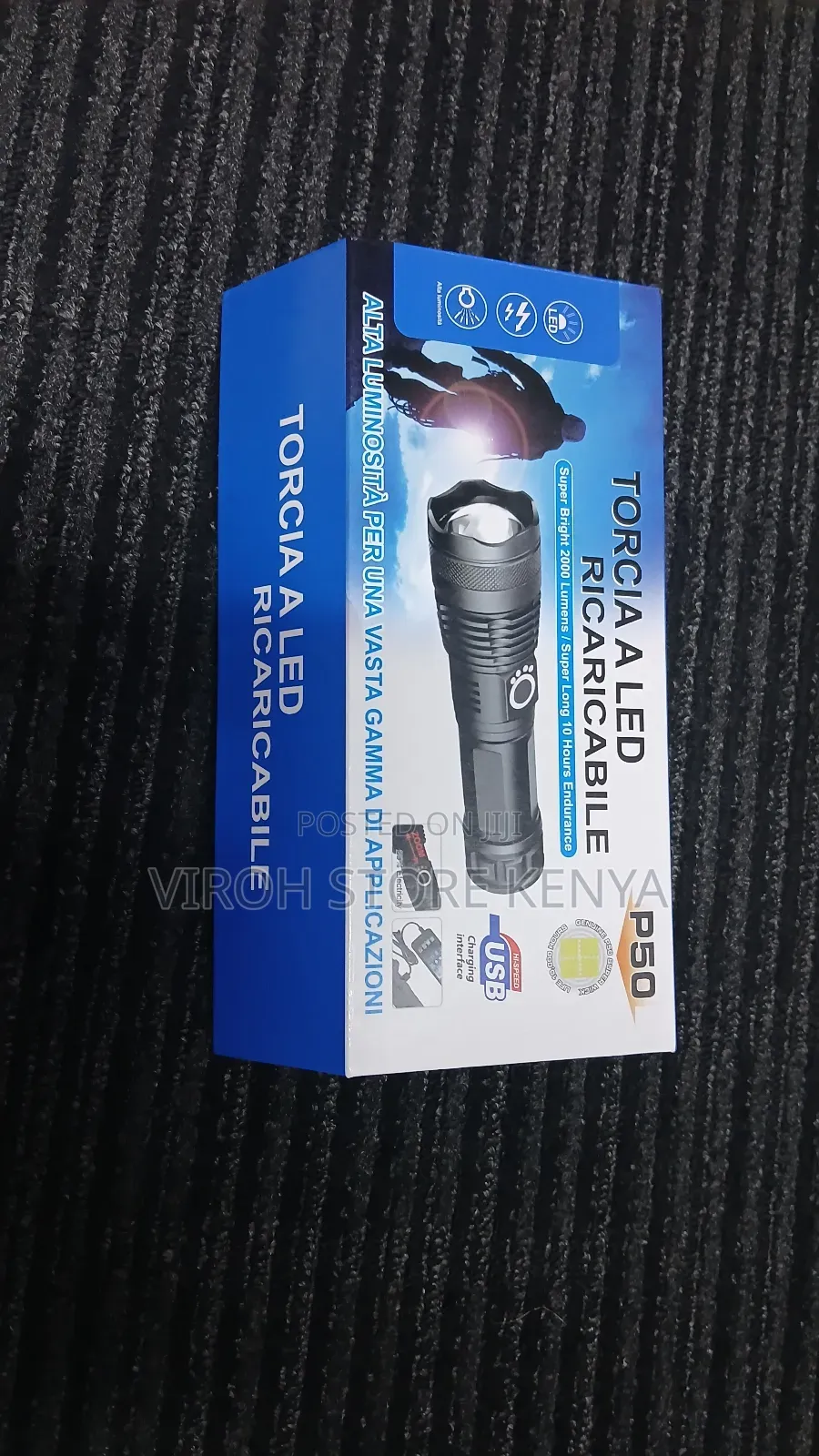 LED Torch Mettalic Rechargeable Spotlight With P50 Lenses