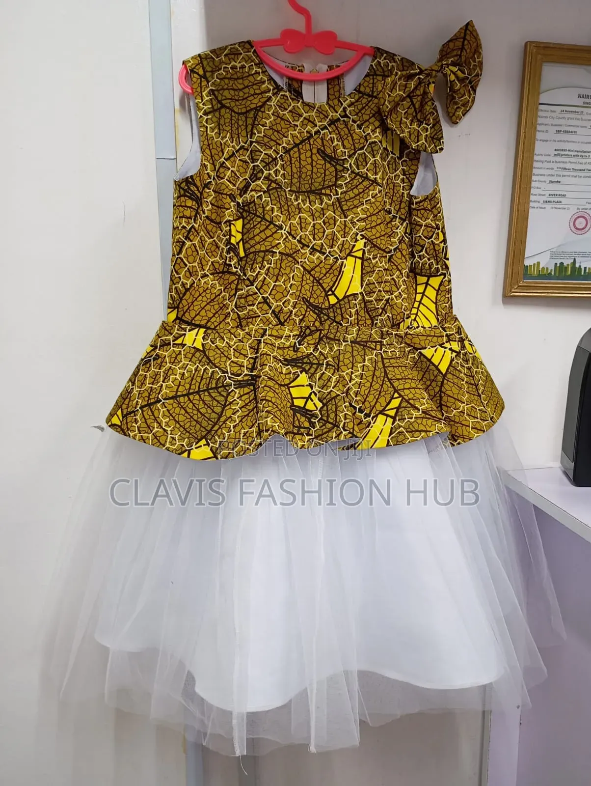 Gold and Net Kitenge Dress for Girls