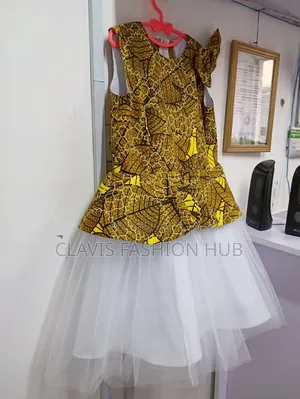 Gold and Net Kitenge Dress for Girls