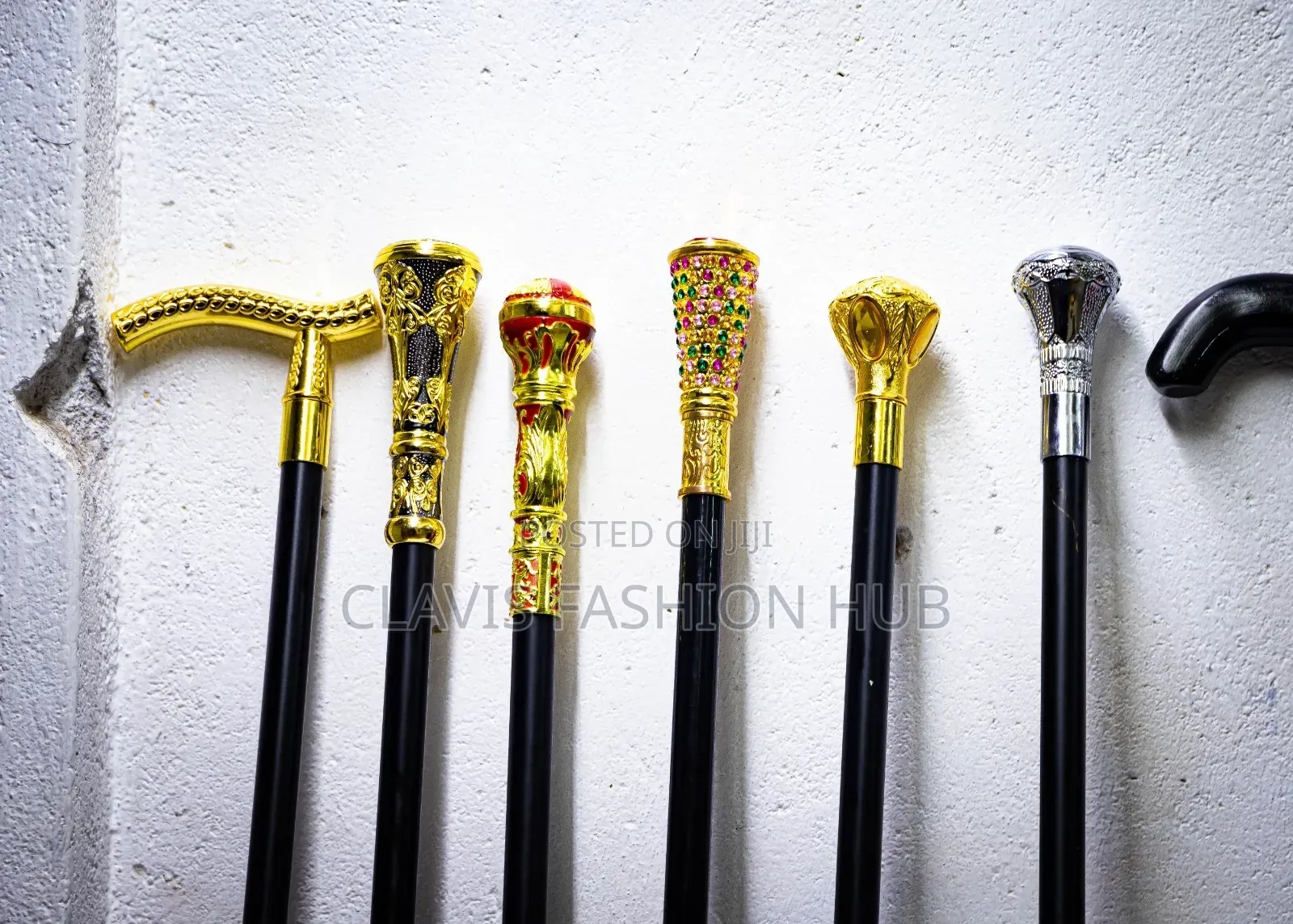 Traditional African Walking Stick Gold and Black