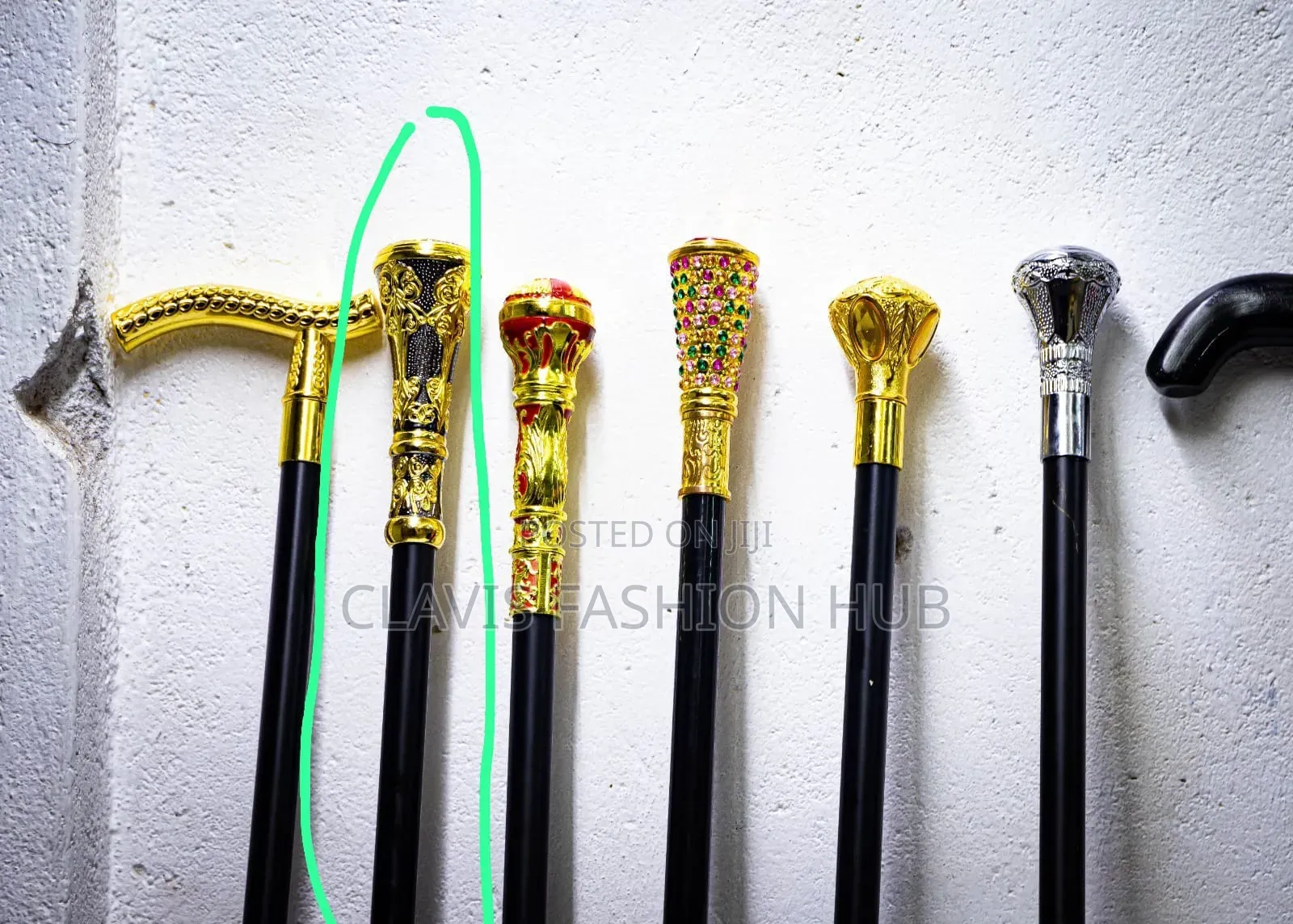 Traditional African Walking Stick Gold and Black