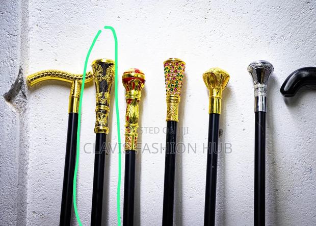 Traditional African Walking Stick Gold and Black - thumbnail 2