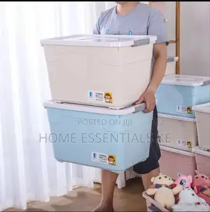 *80litres Storage Boxes With Wheels -Blue, Grey, Pink