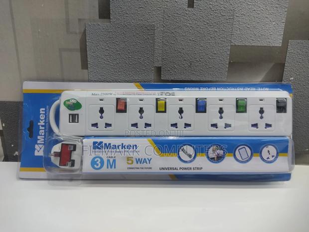Marken 5way Extension With 2 USB Ports With 3M Cable