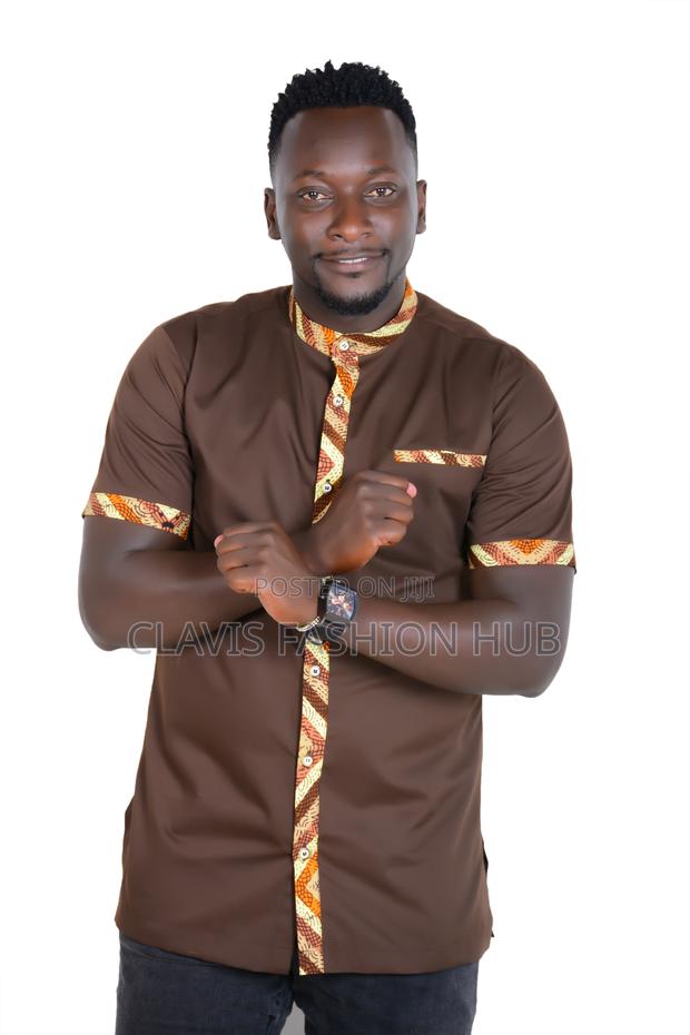 Brown Short Sleeve Shirt for Men
