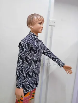 Kitenge Shirt for Boys - Black and White