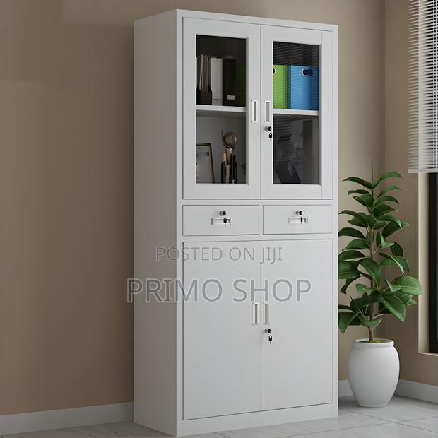 Office Cabinet; 2-Door Metallic Storage Cabinet With Shelves