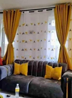 Yellow Window Curtains and White Patterned Sheers - thumbnail 2