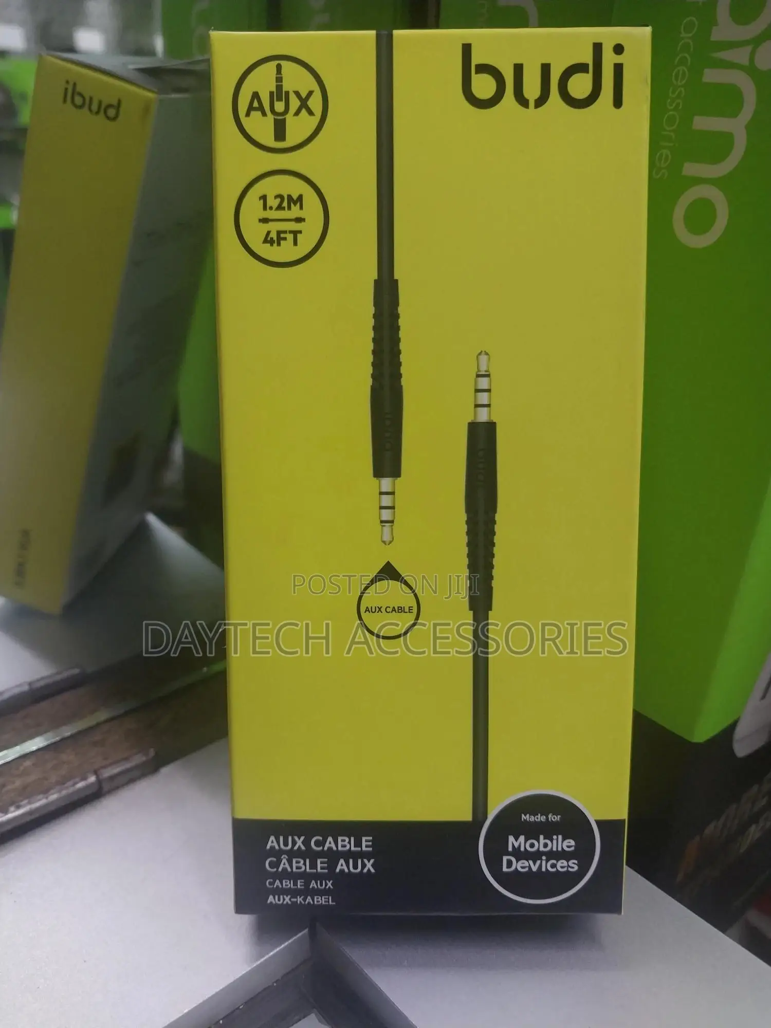 Budi Aux Braided Cable With Metal Shell 1.2m M8j122 (Grey)