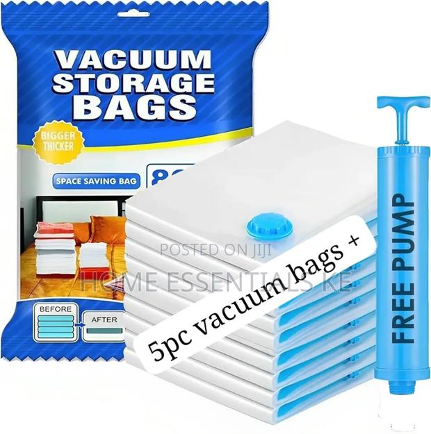 *5 Pc + Free Pump Smart Saver Vacuum Bags, Compression Bags