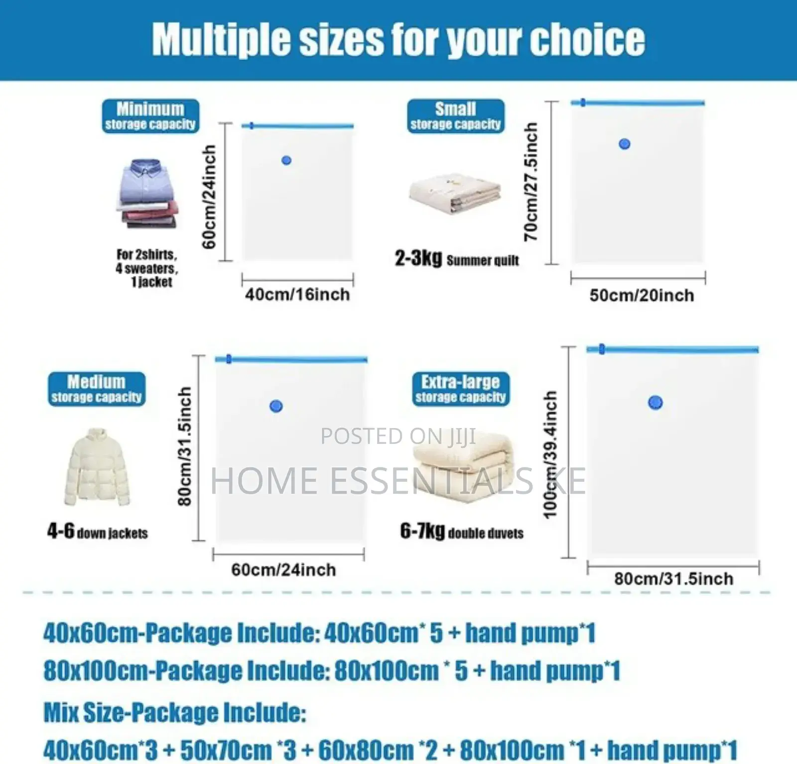 *5 Pc + Free Pump Smart Saver Vacuum Bags, Compression Bags