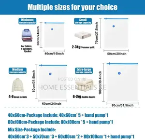 *5 Pc + Free Pump Smart Saver Vacuum Bags, Compression Bags