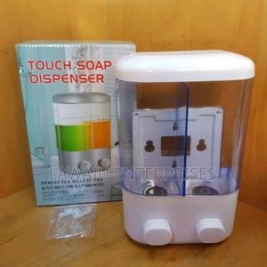 White Wall Mounted Double Soap Dispenser - thumbnail 2