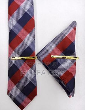 Executive Stripped Checked Blue Tie Sets - thumbnail 2