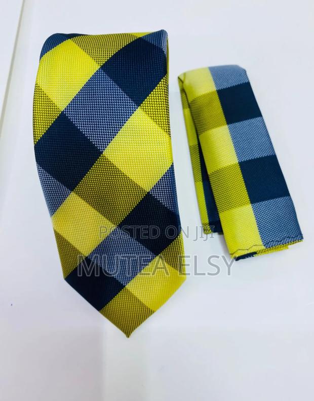 Yellow Checked Executive Tie Sets - thumbnail 2