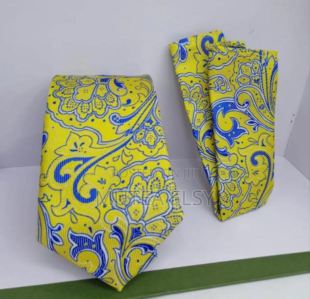 Yellow Checked Executive Tie Sets - thumbnail 4