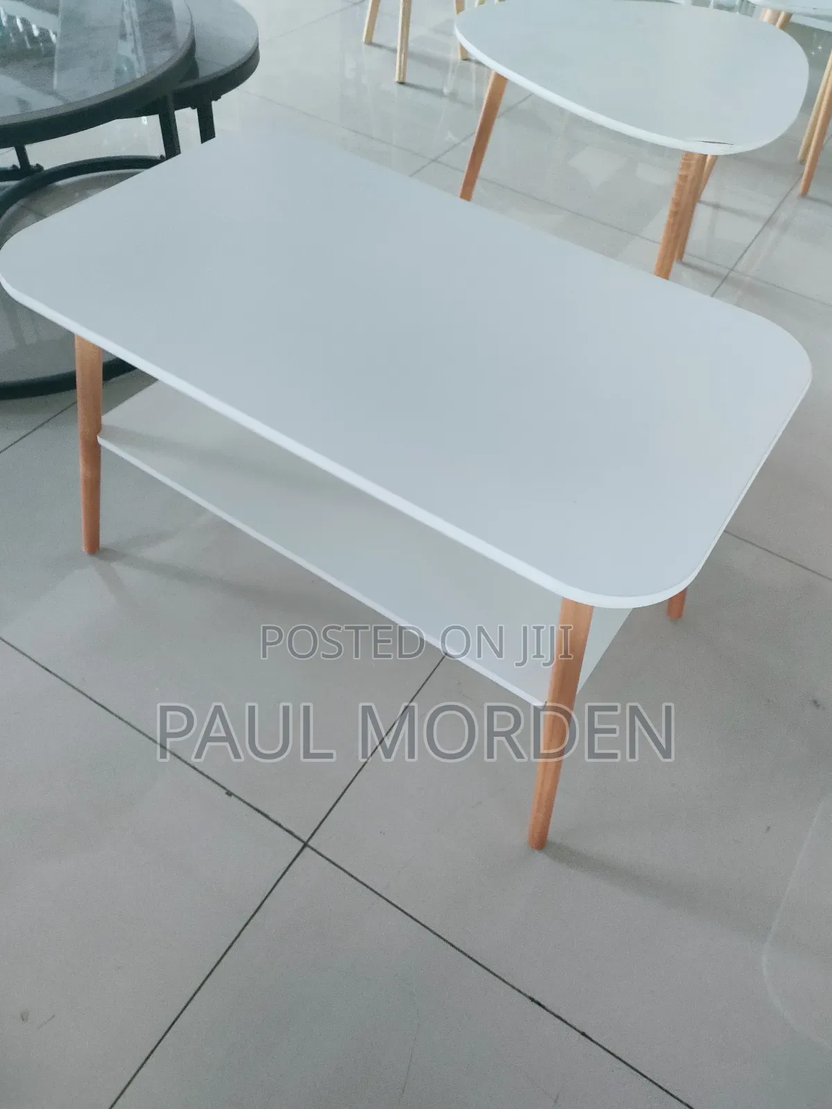 White Double Layer Rectanglar Table