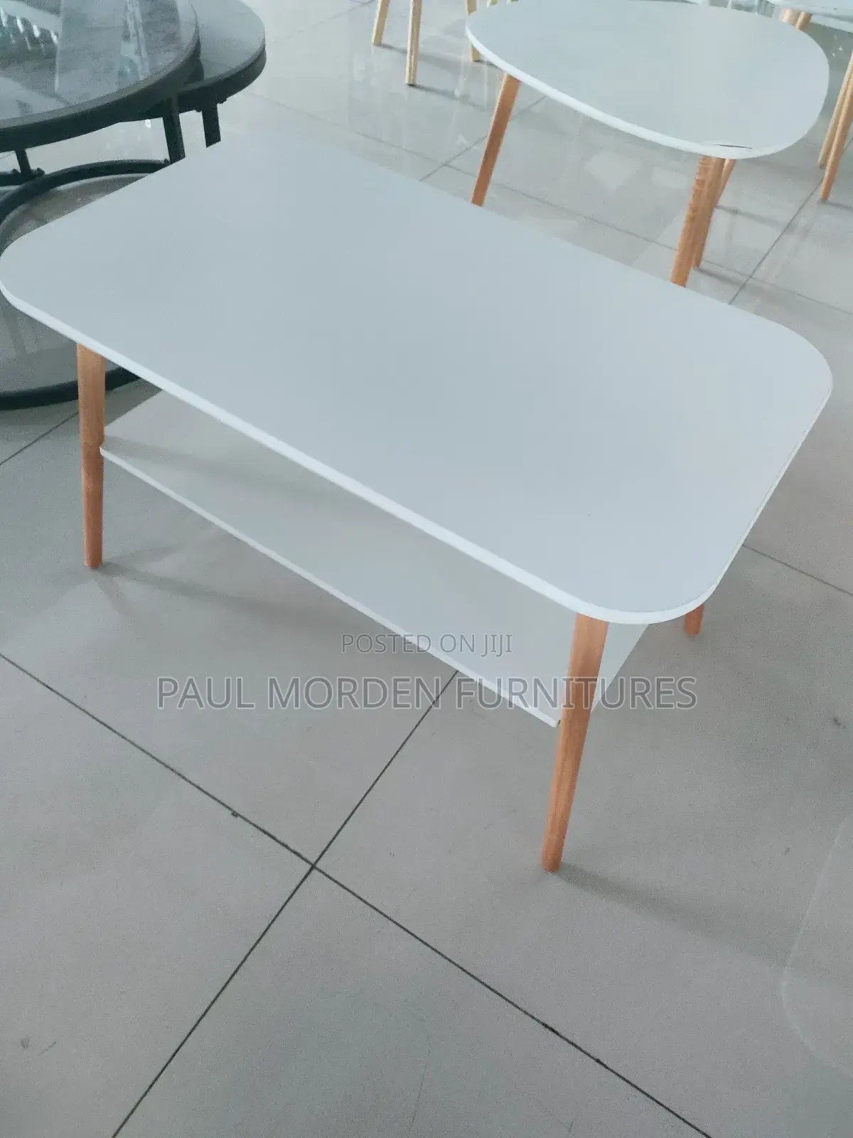 White Double Layer Rectanglar Table