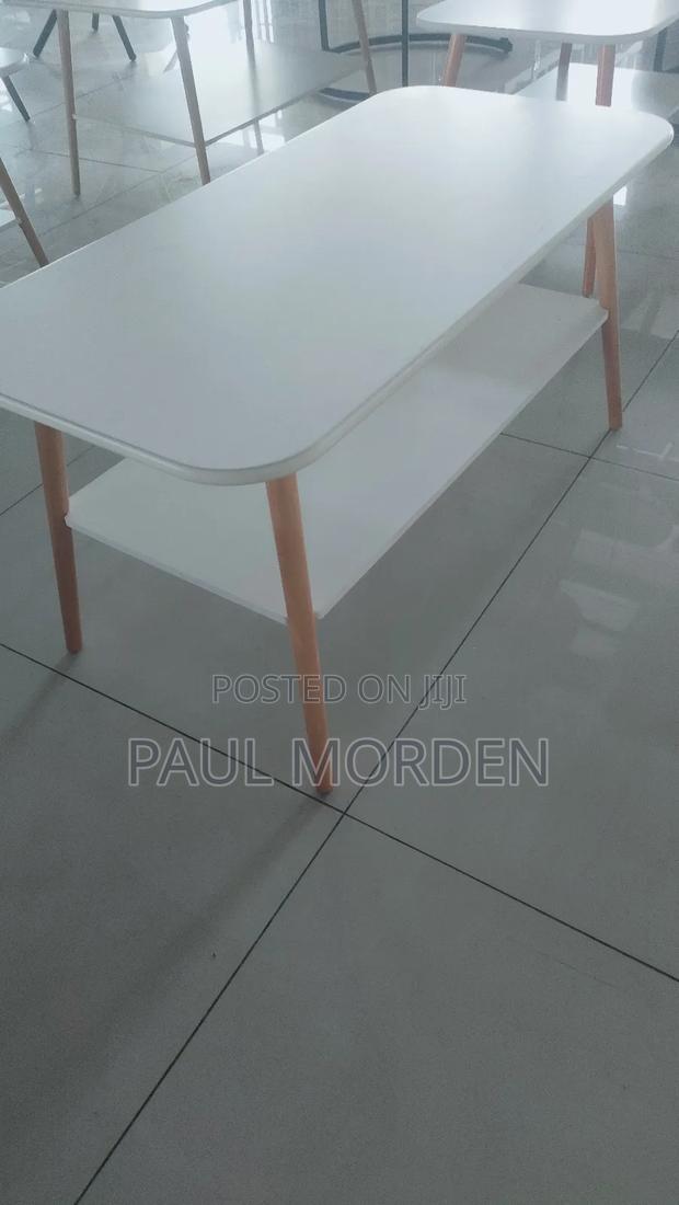 White Double Layer Rectanglar Table - main view