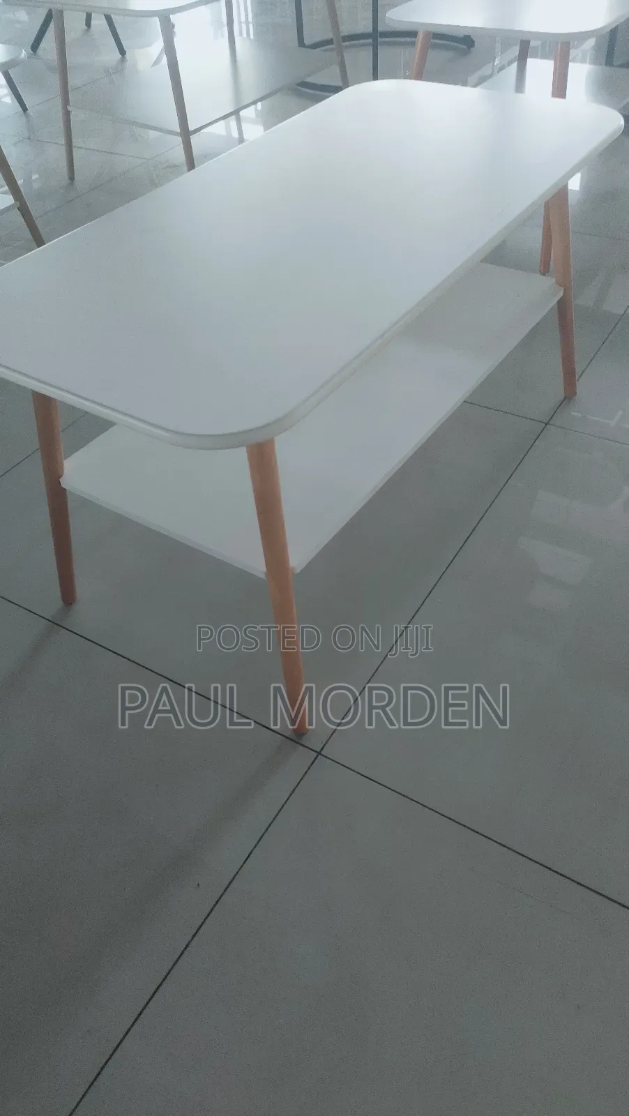 White Double Layer Rectanglar Table