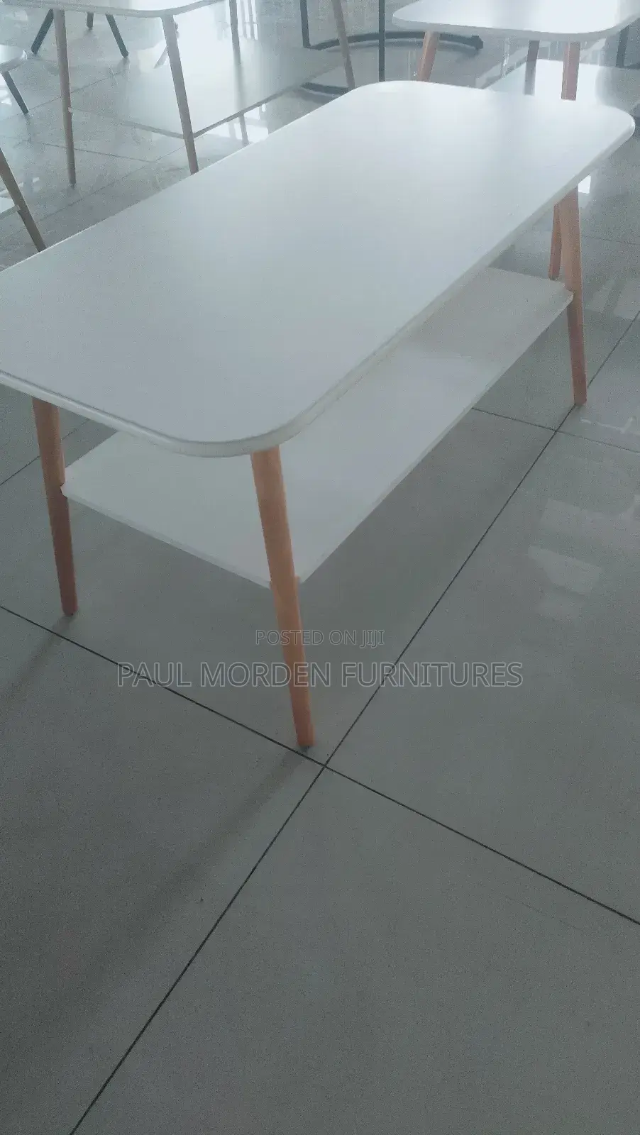White Double Layer Rectanglar Table