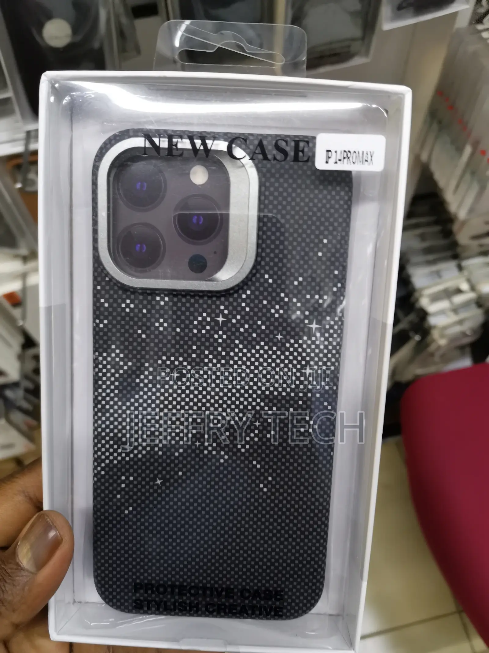 iPhone 14 Pro Max Carbon Fiber Case With Metal Camera Stand