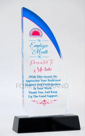 D Shaped Crysal Award