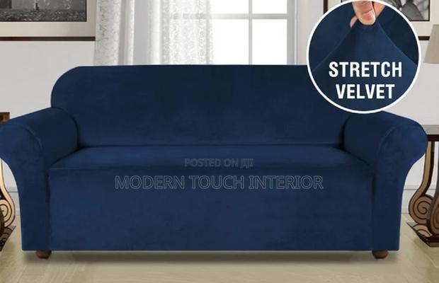 Stretchable Plain Blue Seat Cover