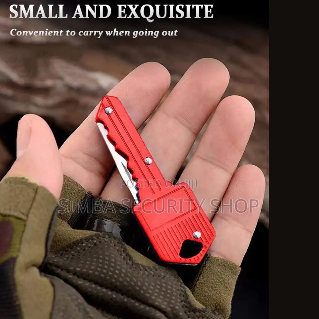 Hidden Key Knife Foldable Chain Holder Ring Pocket Camping