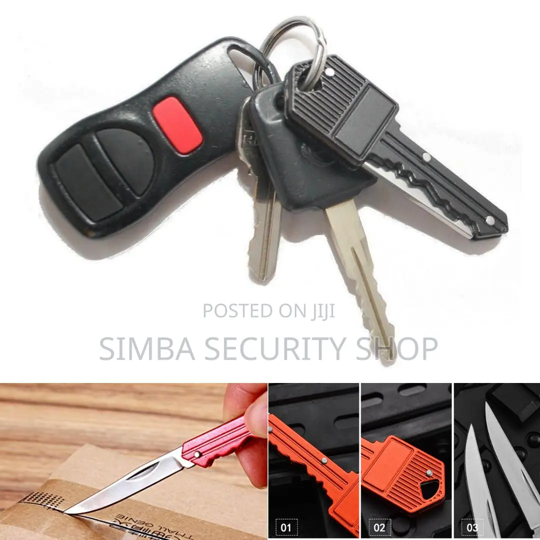 Hidden Key Knife Foldable Chain Holder Ring Pocket Camping